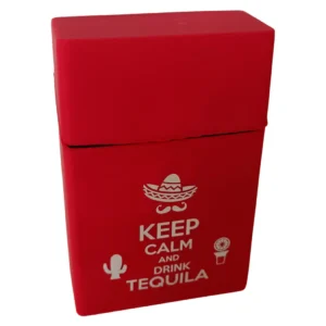 Funda de Silicón para Cajetilla Keep Calm roja para cigarrillos Keep Calm and Drink Tequila