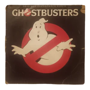 Portada LP Ghostbusters 1984 Arista Records edición mexicana LAE-598 con desgaste